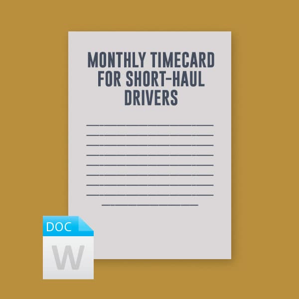 Monthly Timecard for Short-Haul Drivers — image 1